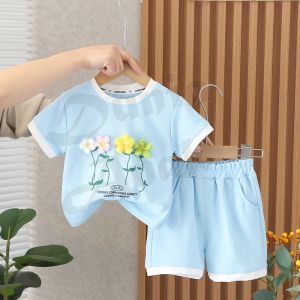 SETELAN KAOS LENGAN PENDEK ANAK PEREMPUAN / SET PAKAIAN ANAK CEWEK KEKINIAN MOTIF BUNGA LUCU / SETELAN BAJU ANAK BERKUALITAS
