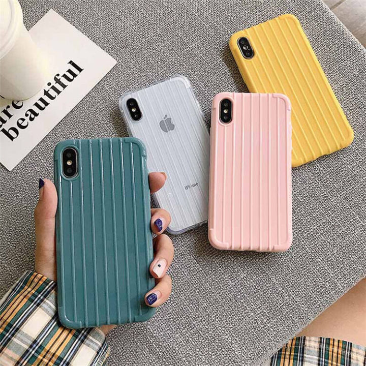 Solid Color Luggage Box Suitcase Case for IPhone 11 11Pro 11ProMax