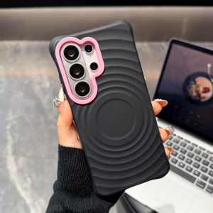Wave Texture Silicone Phone Case for Samsung Galaxy S26 Ultra A07s A07 A08 A16 A17 A18 A26 A27 A36 A37 A56 A57 Contrast Color Camera Frame Shockproof Soft Protective Casing Anti Slip Phone Cover