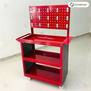 Xe đẩy dụng cụ 3 tầng Kệ để đồ dùng cơ khí 3 tầng có bánh xe giá treo đồ kèm 30 móc treo đồ