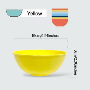 12pcs Plastic bowl 6inch Deep bowl Macaron color premium bowl soup bowl round bowl rice bowl Anti-fall bowl UMISKY