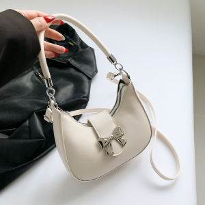 [Original 24 hours delivery] Fashion Underarm Bag Women Bow Elegant Leather Armpit Bag Handbag Casual And Versatile Girls Sling Shoulder Crossbody Bag Tote Bag