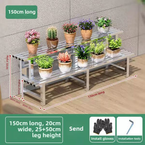 B-Home Extra-Thick Stainless Steel Flower Rack 2/3/4-Tier Stand Balcony Outdoor Garden Plants Shed Storage Display Rack Rak Bunga Stainless Steel 不锈钢花架