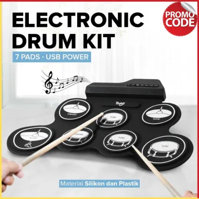 PROMO Toddi Electronic Digital Drum Kit 7 Pads Folding USB Power - G3002 / Drum digital elektrik portable Murah Terbaru / drum digital rumahan