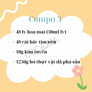 Compo nguyên liệu làm nến bơ 48 ly hoa mai 30ml/ly tặng kèm miếng dán tim nến vào đáy ly