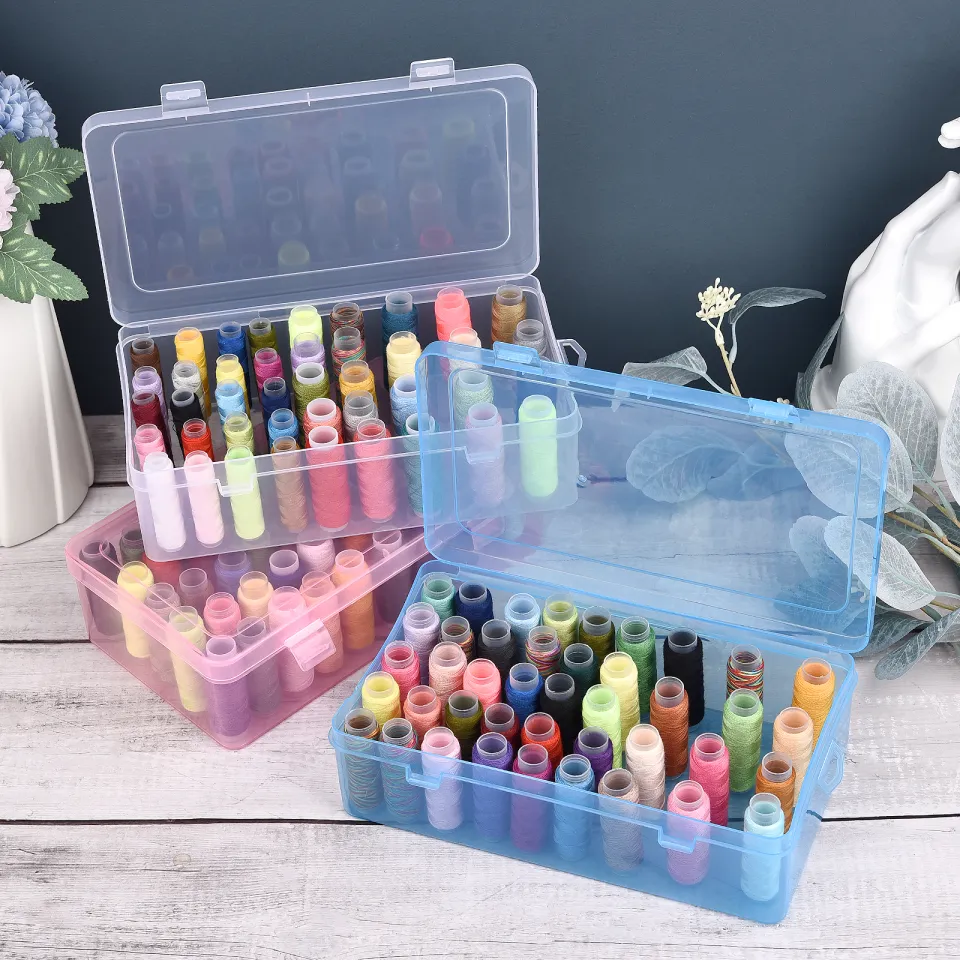 42PCS Plastic Transparent Thread Box Household Sewing Thread Storage Box  SuitcWR