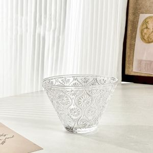 แก้วน้ำใส่เครื่องดื่มเย็น ถ้วยไอติม ถ้วยไอศครีม ถ้วยไอศครีมขนมพุดดิ้งใส แก้วบอโรซิลิเกตสูง ใช้ซ้ําได้ ไอศกรีม มิลค์เชค