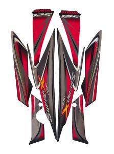 Stiker Striping Motor Honda Supra X 125D 2010 Hitam Merah