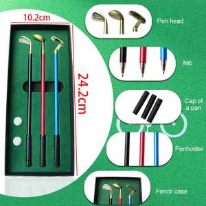 Golf putter Bộ bút nhỏ sáng tạo Golf Bộ bút bao gồm màu xanh lá cây Ba Câu lạc bộ bút quả bóng cờ bàn trò chơi Bàn phụ kiện thể thao