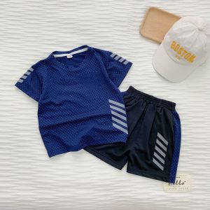 Bộ cộc thể thao tay cho bé Bộ Dấu Cộng chất cotton thông hơi cho bé Trai mặc hè cao cấp 7 đến 28kg