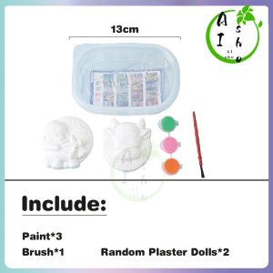 【Ready Stock】1PCS-Cartoon coloring plaster doll handmade diy educational toy graffiti painting