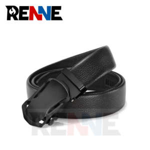 RENNE Sabuk Kulit Pria Hitam Rel Polos Ikat Pinggang Gesper Elegan  Klasik Gaya Mewah Casual