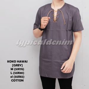Baju Koko Pria  Lengan Pendek / Kurta Dewasa / Baju Muslim  TYPICAL DENIM Hawai  / Bisa COD