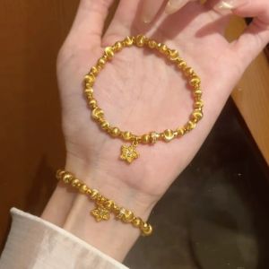 BAIXL Elegant Cats Eye Bead Star Bracelet Engraving Sand Gold Granulation Dumpy Elephant Bracelet Subtle Copper Enamel Gold Lucky Bead Hand Chain Dating