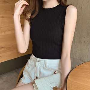 SWEATER RAJUT WANITA TANK-TOP MOTIF GARIS GARIS SALUR KERAH OBLONG ONECK LEMBUT POLOS DEWASA