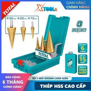 Bộ mũi khoan chóp nón HSS 3 chi tiết TOTAL TACSD2031 4-32mm mũi khoan tháp chất liệu HSS tốc độ cao mũi khoan bậc thang