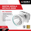 Visero Senter Kepala JUMBO Metalix Premium VHL-720AW 200W Cahaya Putih Tahan 60 Jam. 