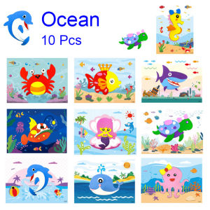 10 Pcs/Set 3D EVA Foam Sticker Cartoon Ocean Animal Vehicles Dinosaur Series Handmade DIY Art Craft Puzzles Educational Toys2026
