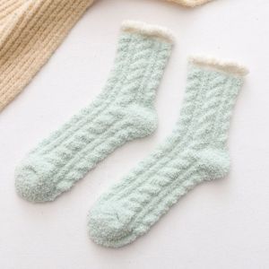 YOCKY Phụ nữ Lông cừu san hô Mềm Nhà Độ đàn hồi cao Tất ngủ Sock sàn Chắp vá Mềm mại Tất khăn