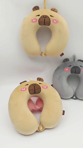 การ์ตูน Capybaras UShaped หมอนรองคอ Plushed ของเล่นหมอนสำหรับเดินทางสำหรับการเดินทาง Comfort รองคอในเครื่องบินหรือรถ