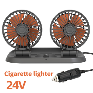 【 Same day shipment 】12V/24V Car Electric Fan Dual Head Fan 2 Speeds Adjustable Auto Cooling Fan With Parking Number Plate Mini Car Fan Portable Cooling Fan 3 Speed with LED Light