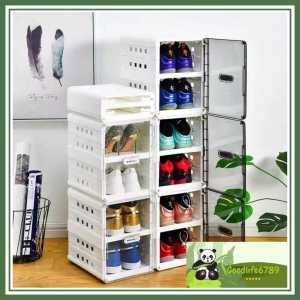 Kotak Sepatu Lipat Transparan Tebal Shoes Storage Box Organizer Rak Sepatu Plastik susun