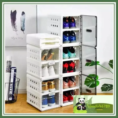 Kotak Sepatu Lipat Transparan Tebal Shoes Storage Box Organizer Rak Sepatu Plastik susun