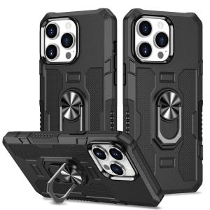 Zeallion Camera Protector Shockproof Phone Case for [Apple iPhone 15 14 Pro Max 11 12 13 Pro 8 7 6 6s XS XS Max Plus] Car Magnetic Ring Stand Armor Cover