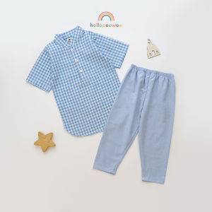 PEEWEE Setelan Koko Anak Set Kurta Anak Set Kemko Anak Kotak Gingham 1-10 Tahun