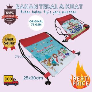 Tas Natal Custom Pakai Nama Sekolah Minggu Serut Backpack Unik Tas Souvenir Ulang Tahun Ransel Gendong anak natal goodie bag Murah xmas Christmas (isi 30pcs)