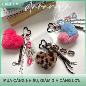 【LAKEBAO】 Fluffy Leopard tim Keychain bện dây túi Mặt dây chuyền Keyring thời trang mặt dây chuyền đơn giản tất cả các phù hợp với túi trang trí phụ kiện