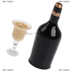 [COD] Man YingLie 1/12 Dollhouse Miniature Wine Bottle Set with cup Simulation Drinks Model Toys