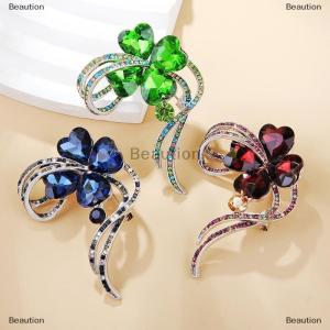 [COD] Beaution Fashion Rhinestone Four Leaf Clover Brooches For Women Clothing Coat Jewelry Accessries Gifts