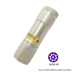 Alonefire 9LED UV 395nm Aluminum Alloy UV Detector Mini Flashlight Travel Fluorescent Agent Detection Lamp