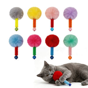 5&10Pcs Cat Spring Toys Colorful Cat Spiral Spring Toys with Plush Ball & Bell Interactive Cat Toys for Indoor Cats Kittens