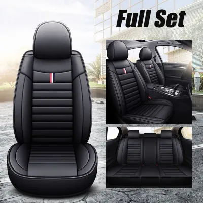 HOTOP Universal Leather Car Seat Cover Full Set Seat Protector Cushion Kusyen Kereta Black Blue Red Fits for Saga Bezza Viva Wira Waja Persona Civic HRV City Car Accessories