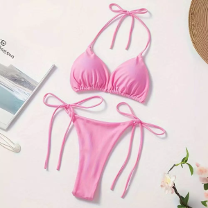 บิกินนี สายรัดเซ็กซี่ ชุดว่ายน้ําบิกินี่ผู้หญิง ผูกคอผูกหลัง เนื้อผ้าใส่สบายไม่ระคายผิว