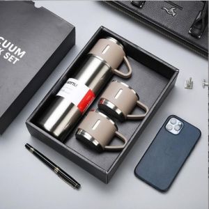 1 Set 500ml 304 Stainless Steel Insulated Cup Set Portable Water Bottle With Three Lids Suitable For Outdoor Camping Travel