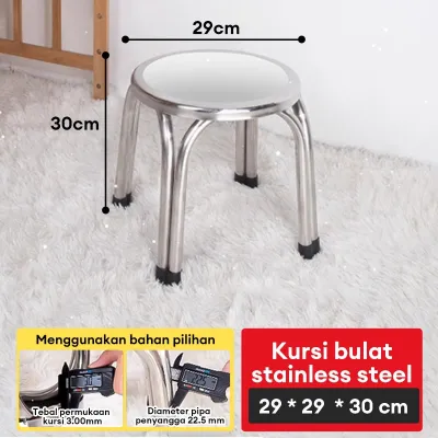Kursi Bulat Stainless Steel Kursi Bakso Warung Kursi Anti Karat Kuat Steel Bangku Bakso Susun