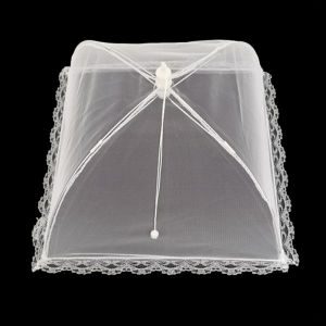 【On Sale】White Square Foldable Washable Mesh Food Cover Table Vegetable Food Cover Foldable