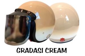 HELM BOGO GRADASI WARNA CREAM TERBARU FREE KACA DATAR ATAU CEMBUNG BANYAK VARIASI WARNA
