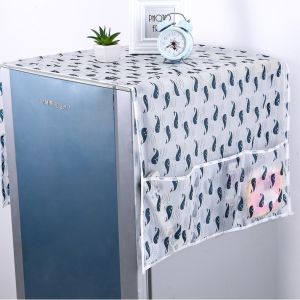 ผ้าคลุมตู้เย็น กันฝุ่น ผ้าคลุมตู้เย็น กันน้ำและกันฝุ่น มีช่องเก็บของ ล้างน้ำได้ YW0068