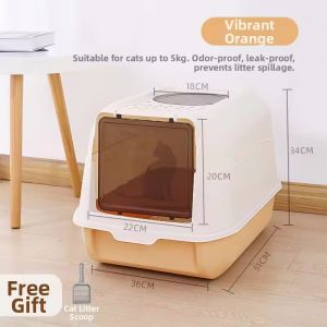 Sealed Cat Litter Box Odor and Splash Resistant Fresh Air ExperienceCat Litter Box 2 in 1 Open Top with Lid Large Cat Toilet Litter Free Shove Fully Enclosed Splash odor proof easy clean
