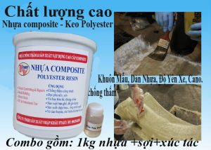 Nhựa Composite - Keo Polyester resin và sợi thủy tinh Chổi dùng đúc tượng làm khuôn mẫu dàn nhựa độ yên xe cano.