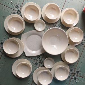 Chén ăn cơm bầu thân cao melamine cao cấp vân đá kem CO 11 : Ø 11.4 x 5.5 cm