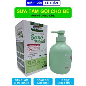 Sữa tắm gội cho bé Sano Baby hộp 01 chai 350ml dùng an toàn cho trẻ sơ sinh