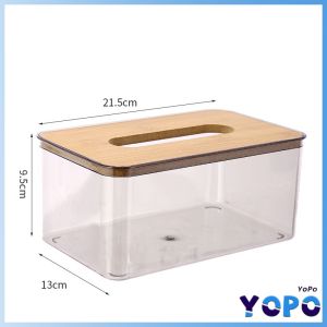 YoPo Tissue Box Gray Transparent Nordic Style Paper Roll Box Desktop Storage Box S/M/L