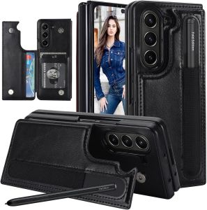 for Samsung Galaxy Z Fold 7 Wallet Case with S Pen Holder Kickstand Flip Closure with ID Card Slots PU Leather Phone Case Cover for Samsung Z Fold 6 CaseZ Fold 5 CaseZ Fold 4 Case