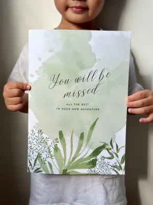 Farewell Card for Colleague/ Funny Farewell Card/Large Card/Greeting Card / Gift Card/ Personalise Card/ Card for Retirement (Leafy Design)