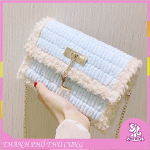 Túi handmade tự đan túi đeo chéo túi handmade len xù DIY kèm đầy đủ phụ kiện hot